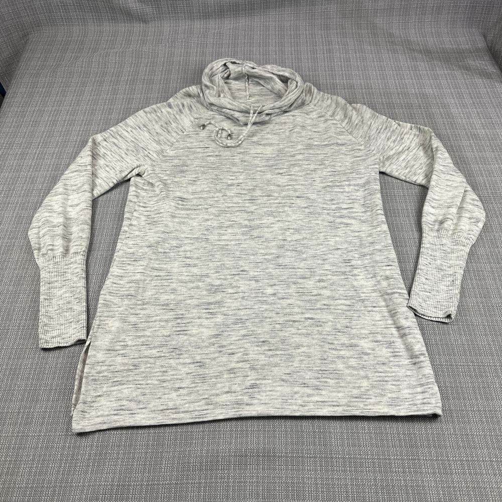 Gray Cowl Neck Tunic Sweater Womens Medium Cozy Minimalist Dakini Layering